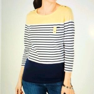 NWT Karen Scott stripe and color block top